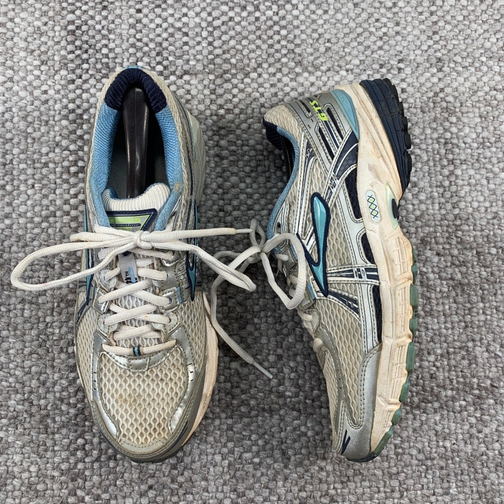Brooks Adrenaline GTS 11 Running Shoes Womens 10 Silver Blue 1200821B300 Vintage